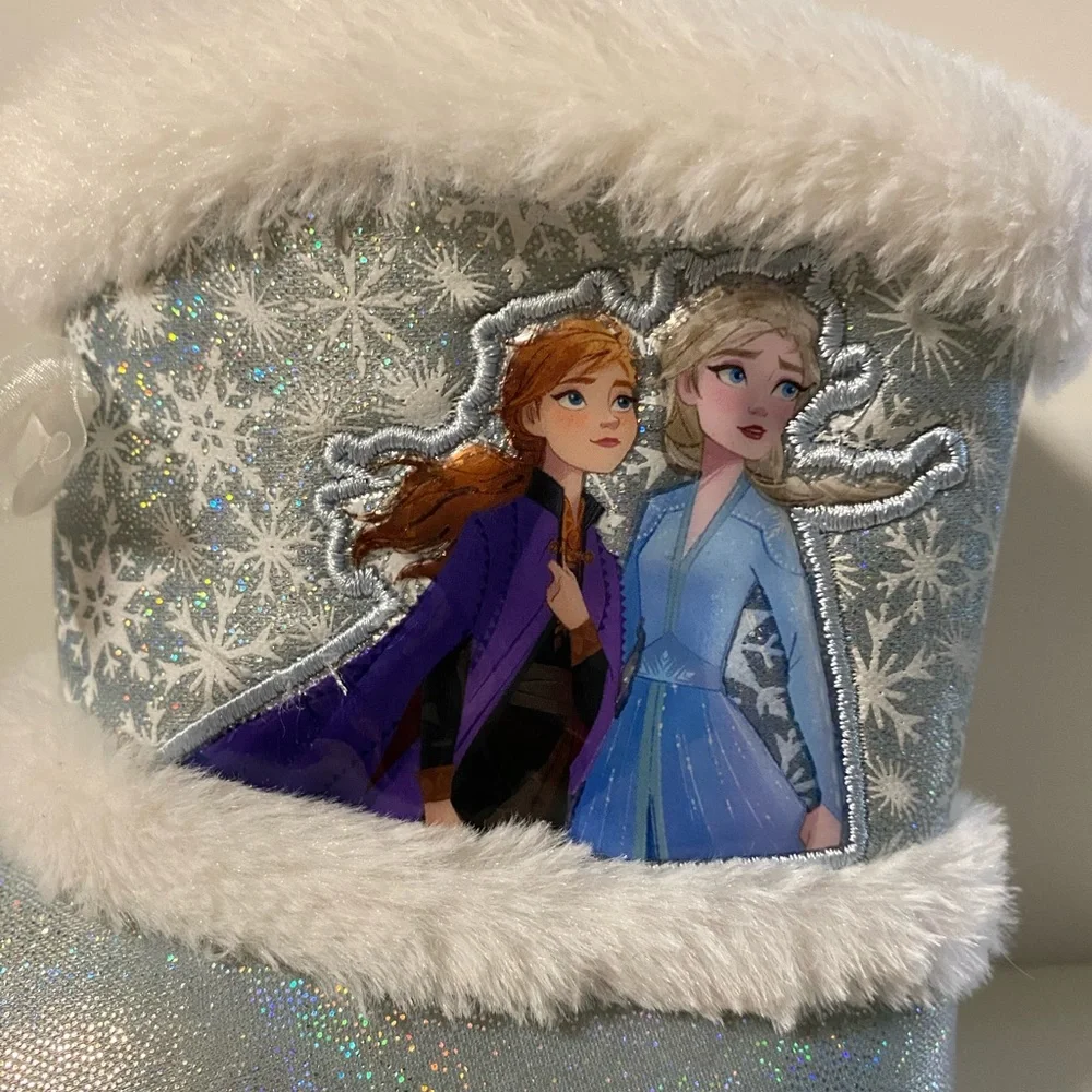 Disney Frozen 2 Slippers Faux Fur Boots Ana Elsa House Shoes Toddler Girl M 7/8